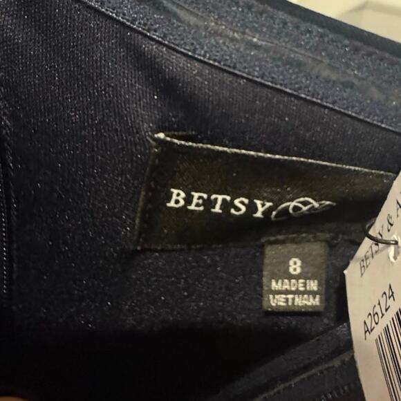 Betsy & Adam "Chrishell" Long Jersey Knit Off the Shoulder Gown Navy Size 8 NWT - Picture 10 of 13